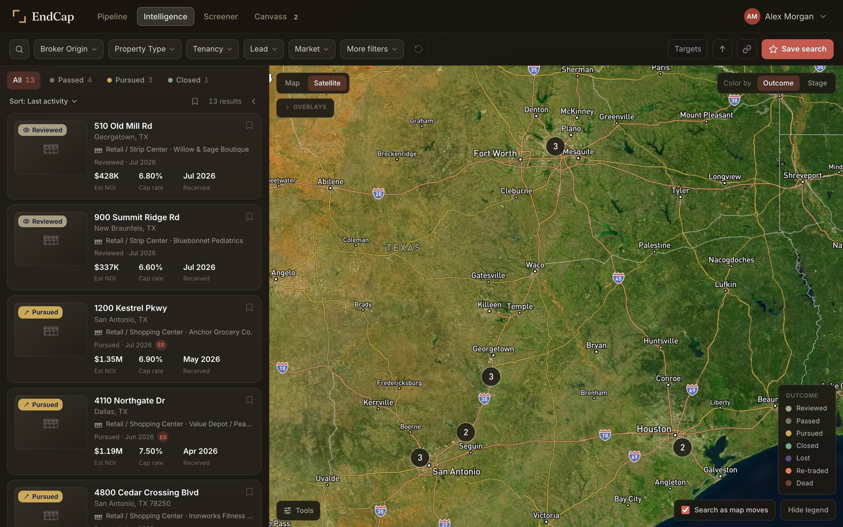 Map of properties with data overlays and a filter panel